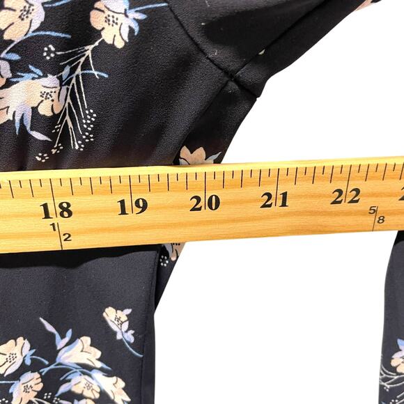 LOFT Navy Floral Cottage Long Sleeve Blouse Top Sheer XS - Picture 5 of 6